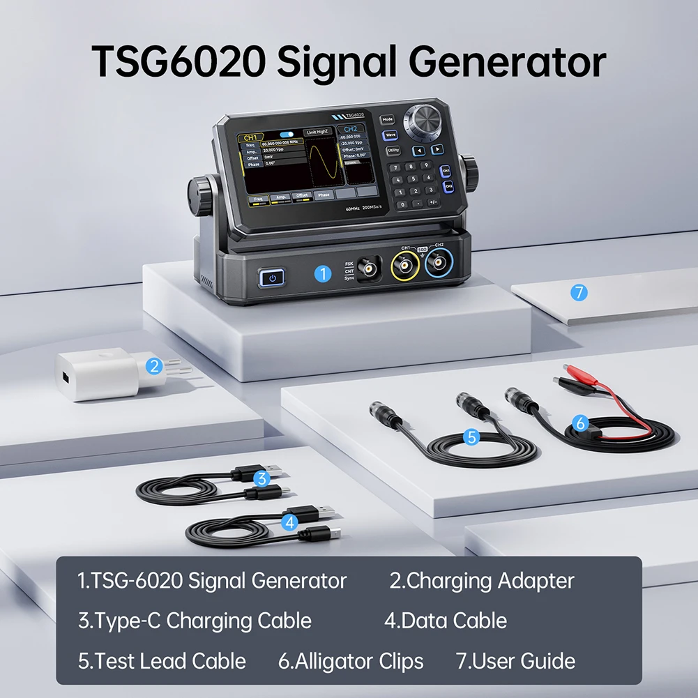 TSG6020 Generator Fungsi Dual  - Dual Channel Arbitrary Waveform Function Generator 60Mhz ulasan dan harga
