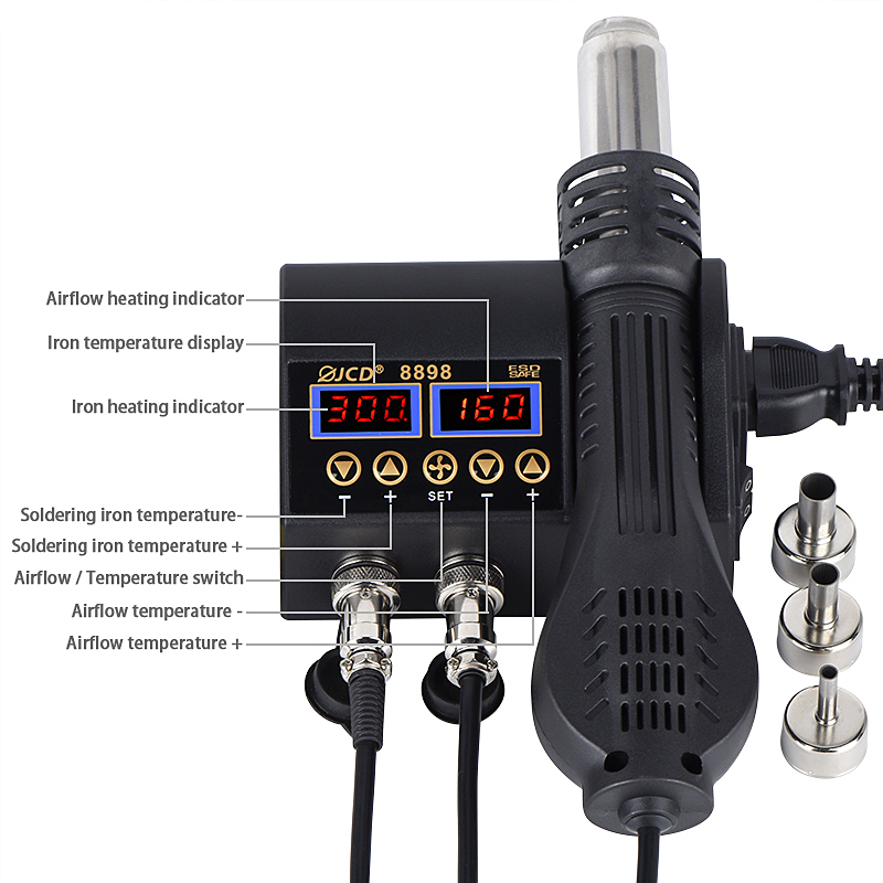 2 In 1 750W Pistol Udara Panas - Smd Rework Station Hot Air Soldering 2 In 1 ulasan dan harga