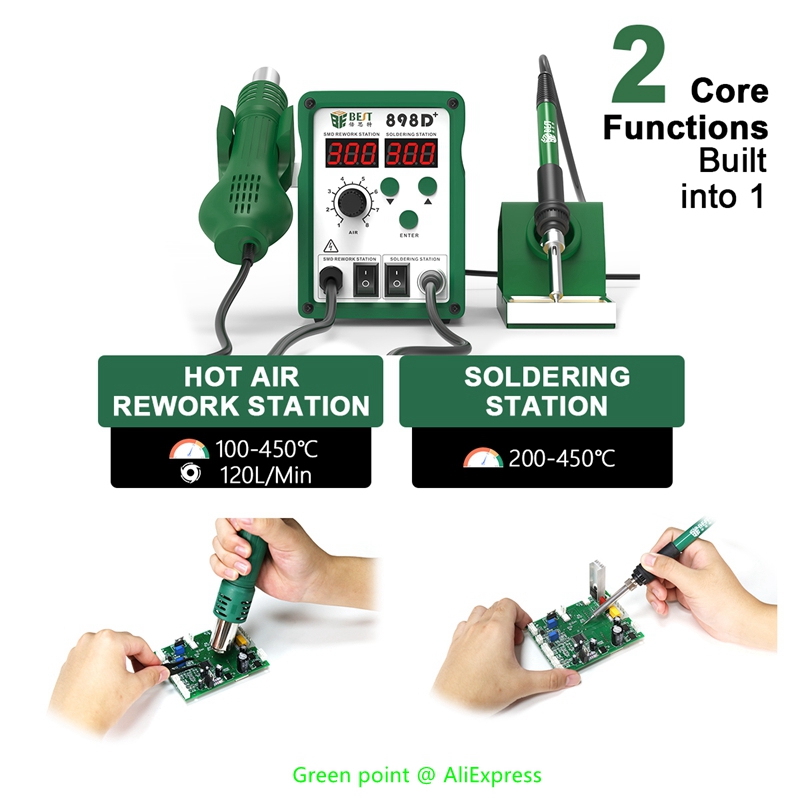 BST-898D + Tampilan LED 2 In 1 - Smd Rework Station Hot Air Soldering 2 In 1 ulasan dan harga