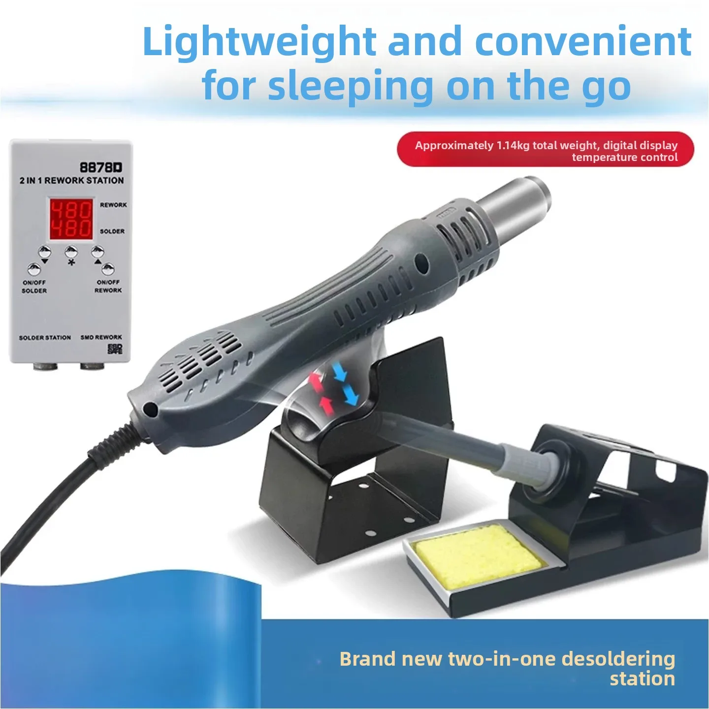 8878D 2-in-1 Rework Station –  - Smd Rework Station Hot Air Soldering 2 In 1 ulasan dan harga