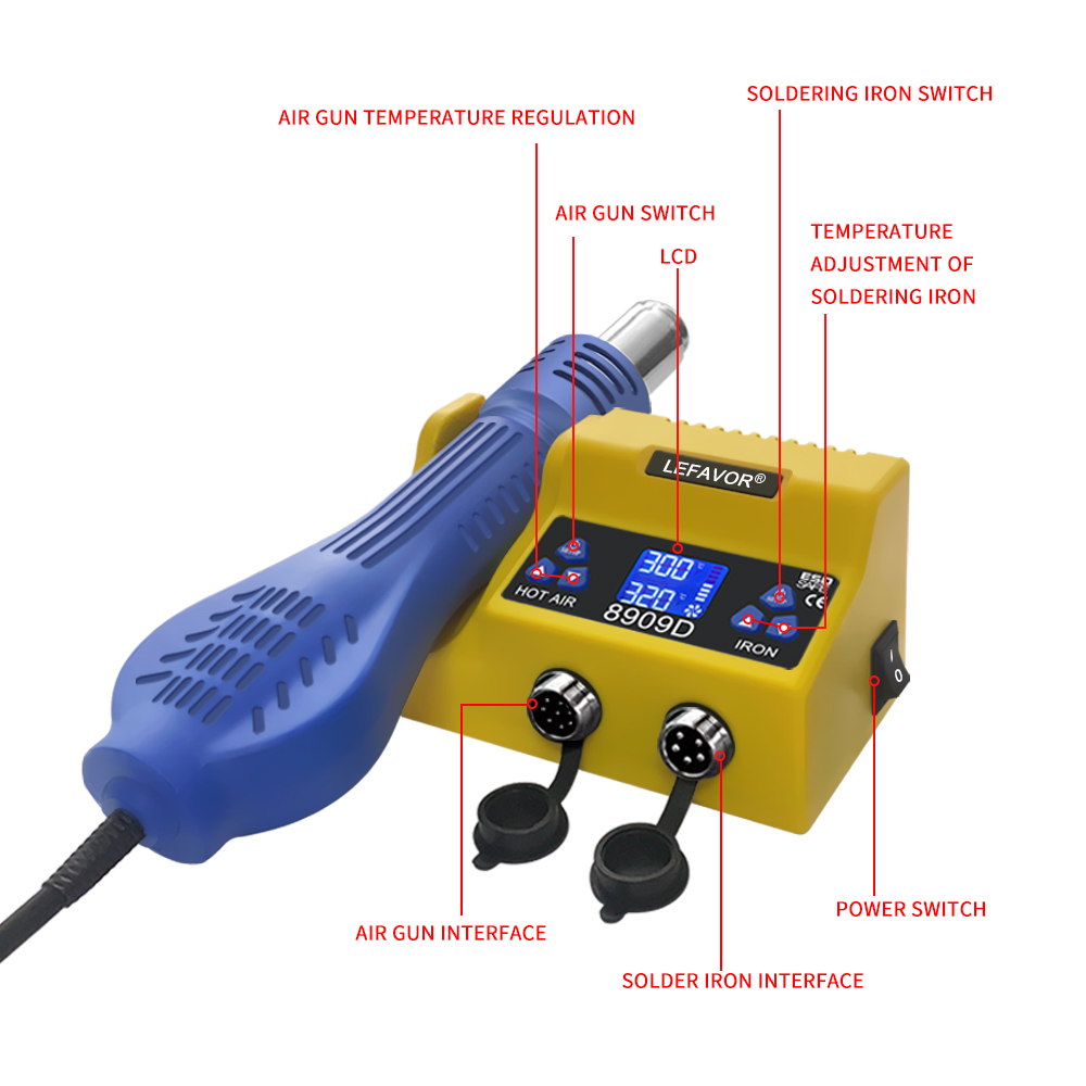 Stasiun solder Digital 2 In 1, - Smd Rework Station Hot Air Soldering 2 In 1 ulasan dan harga