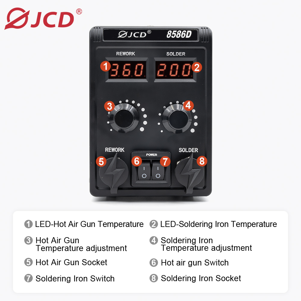 JCD 8586D 2-In-1 Stasiun Solde - Smd Rework Station Hot Air Soldering 2 In 1 ulasan dan harga