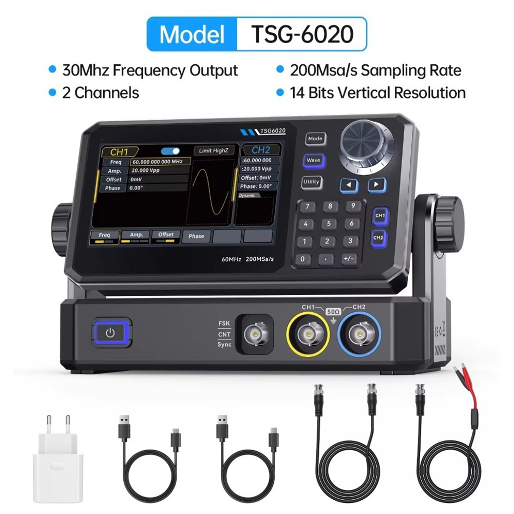 TSG6020 60MHz Generator Sinyal - Dual Channel Arbitrary Waveform Function Generator 60Mhz ulasan dan harga